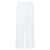 women's white scalloped linen beach pant