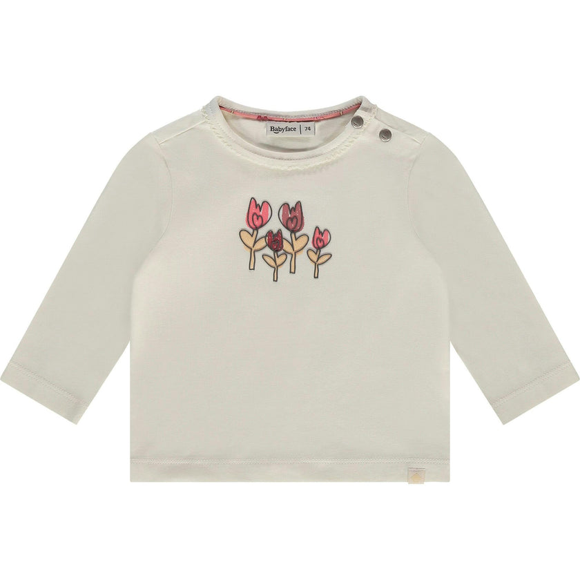 Flowers Print Round Neck Long Sleeve T-Shirt