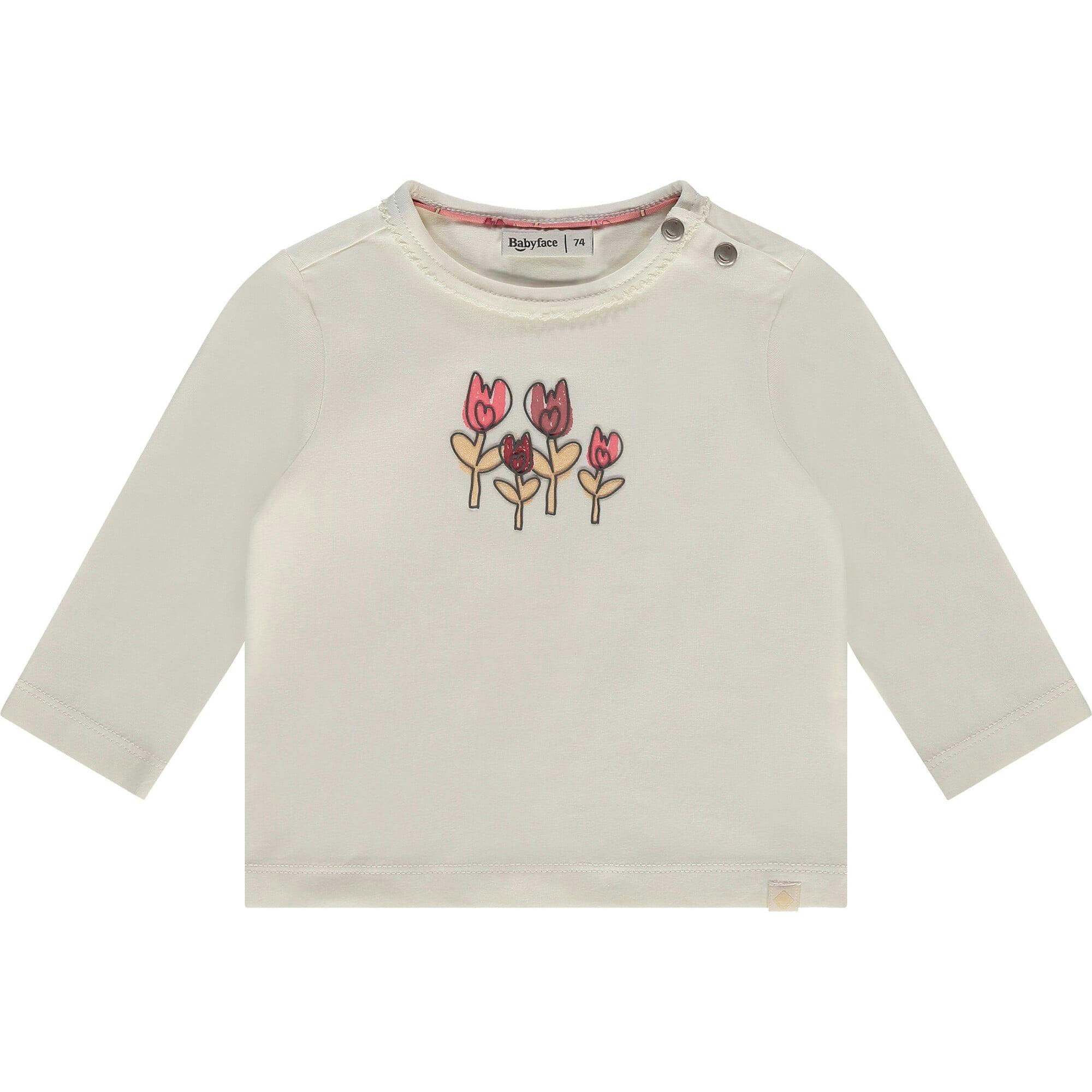 Flowers Print Round Neck Long Sleeve T-Shirt