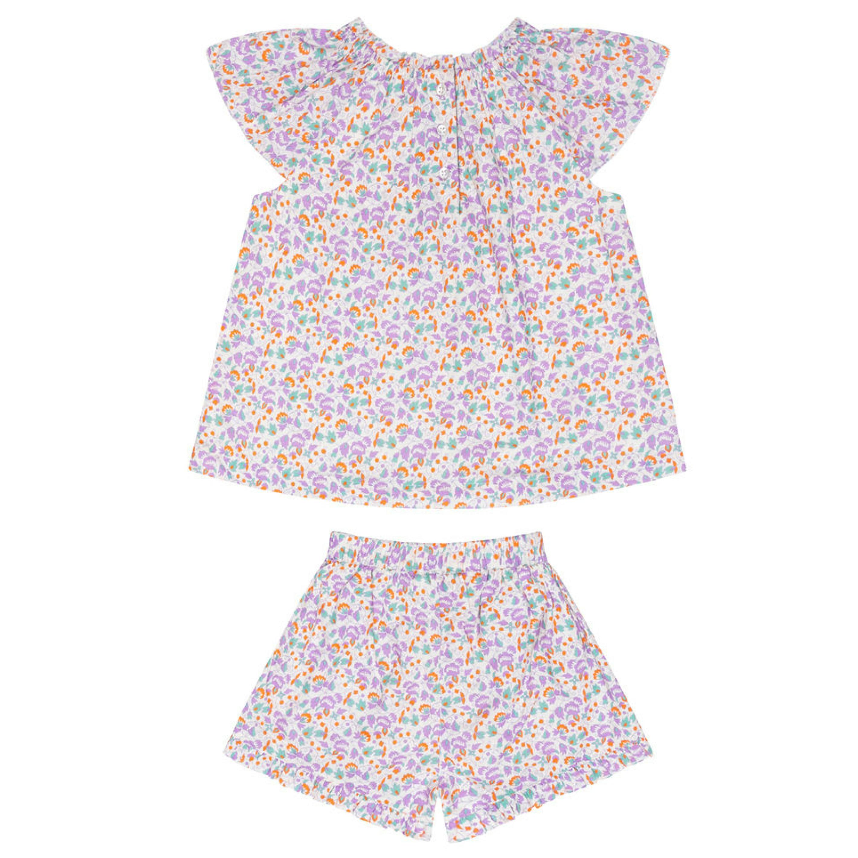 girls orchid floral flutter sleeve tank set