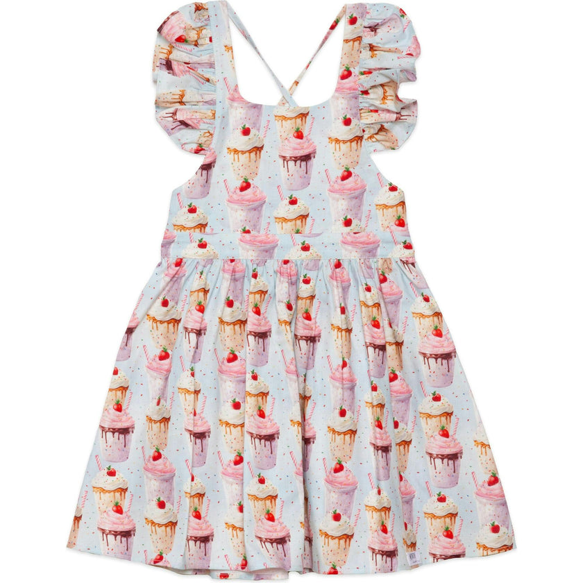 Ruffle Sleeve Dress in Milkshakes