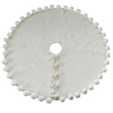 Handmade Felt Cream Pom Poms Christmas Tree Skirt 63" Arcadia Home