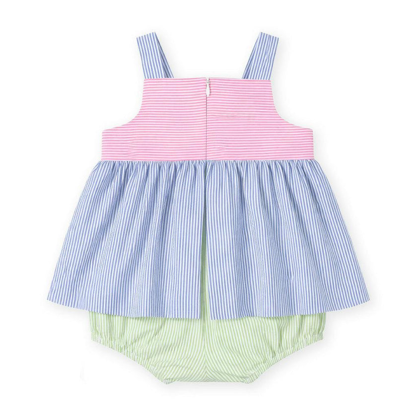Seersucker Romper With Flower