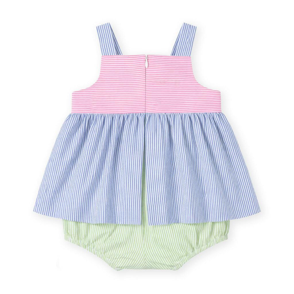 Seersucker Romper With Flower