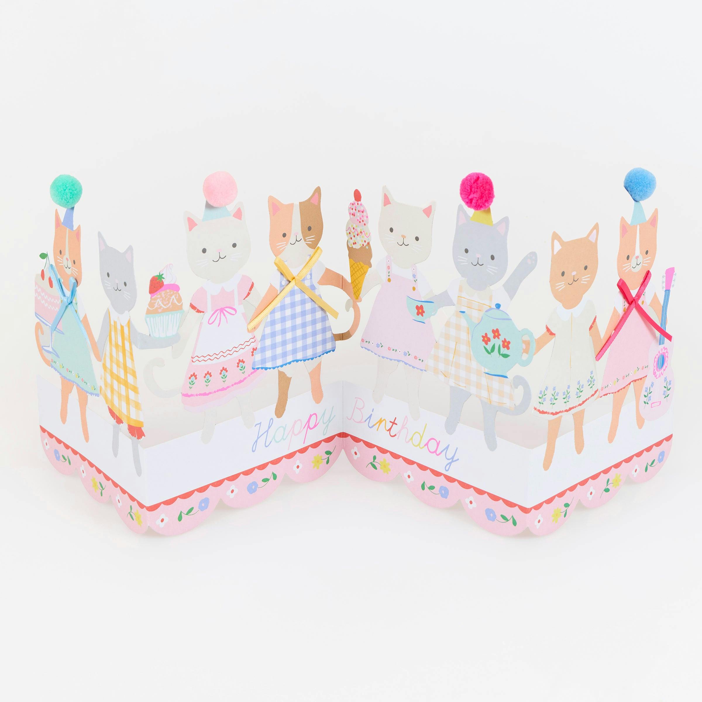 Kitten Club Concertina Birthday Card