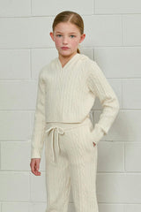 Cable Knit Cropped Hoodie