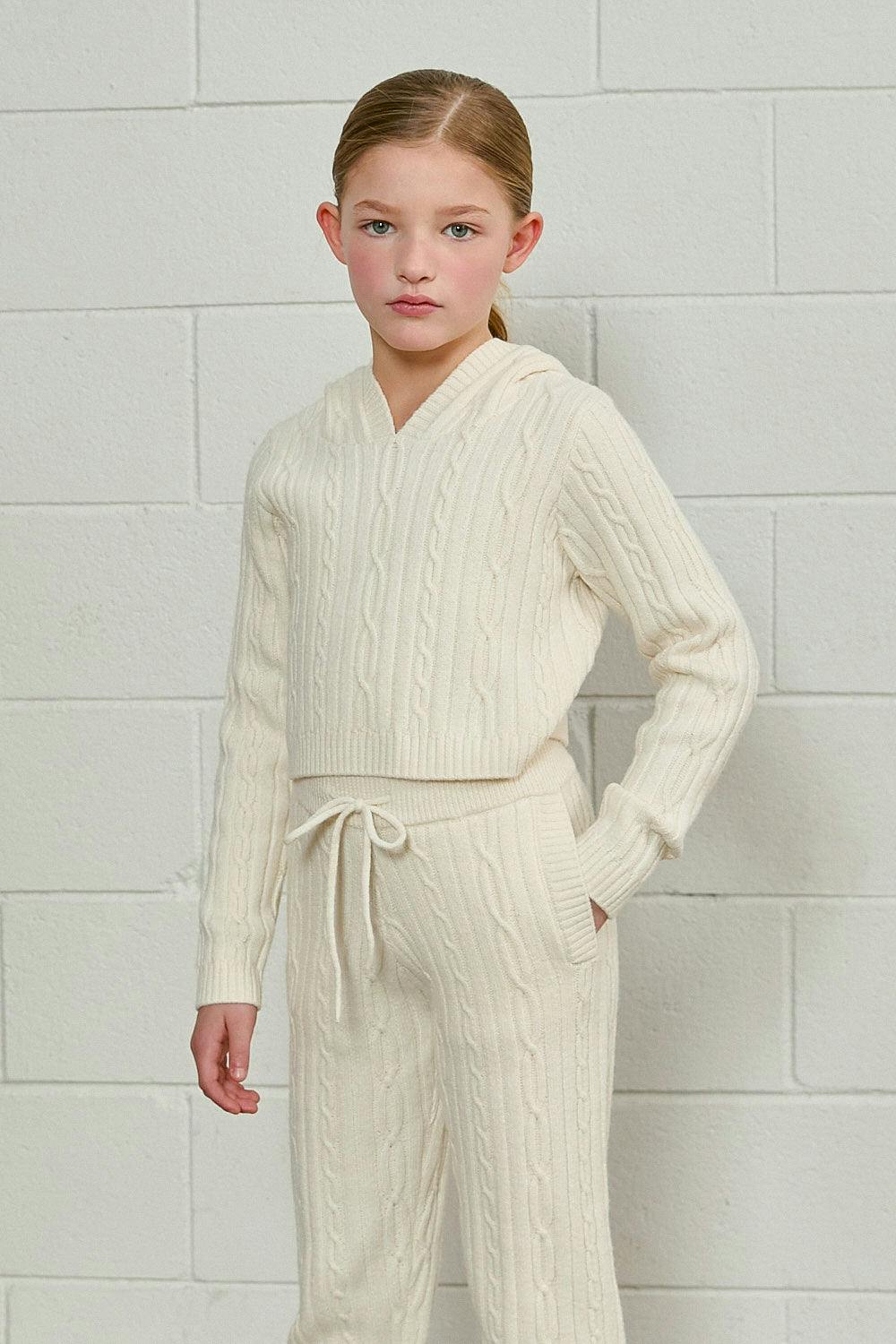 Cable Knit Cropped Hoodie
