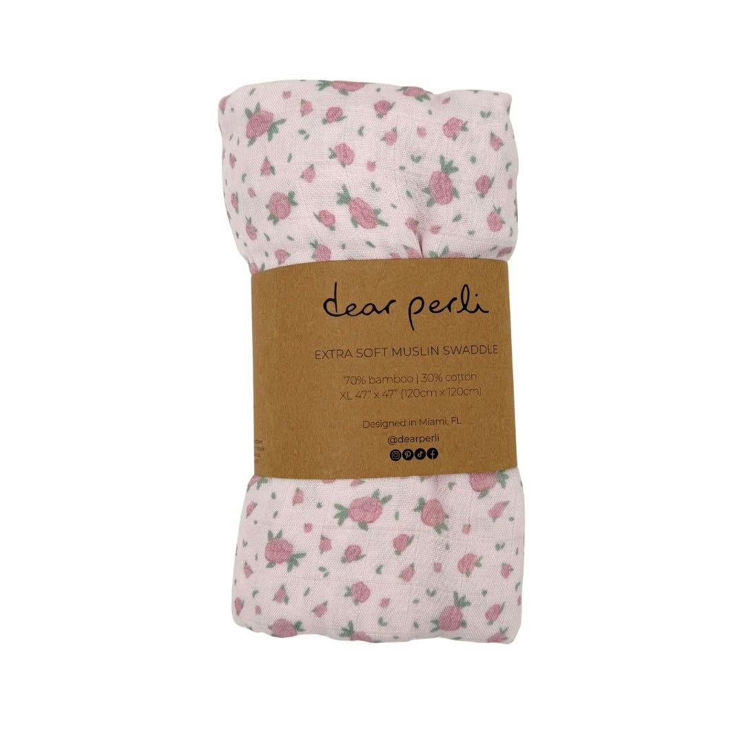 Bamboo Muslin Swaddle Blanket in Rosie Posie