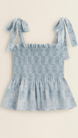Gigi Top in Mini Roses Blue