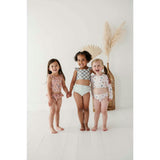 Girl's Two-Piece Crop Swimsuit Stripe in Toffee
