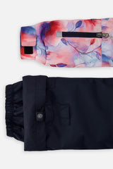 Two Piece Play Snowsuit Mauve Watercolor Floral Print With Navy Pants