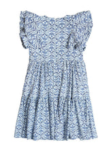Mini Trixie Dress in Blue Moroccan Tile