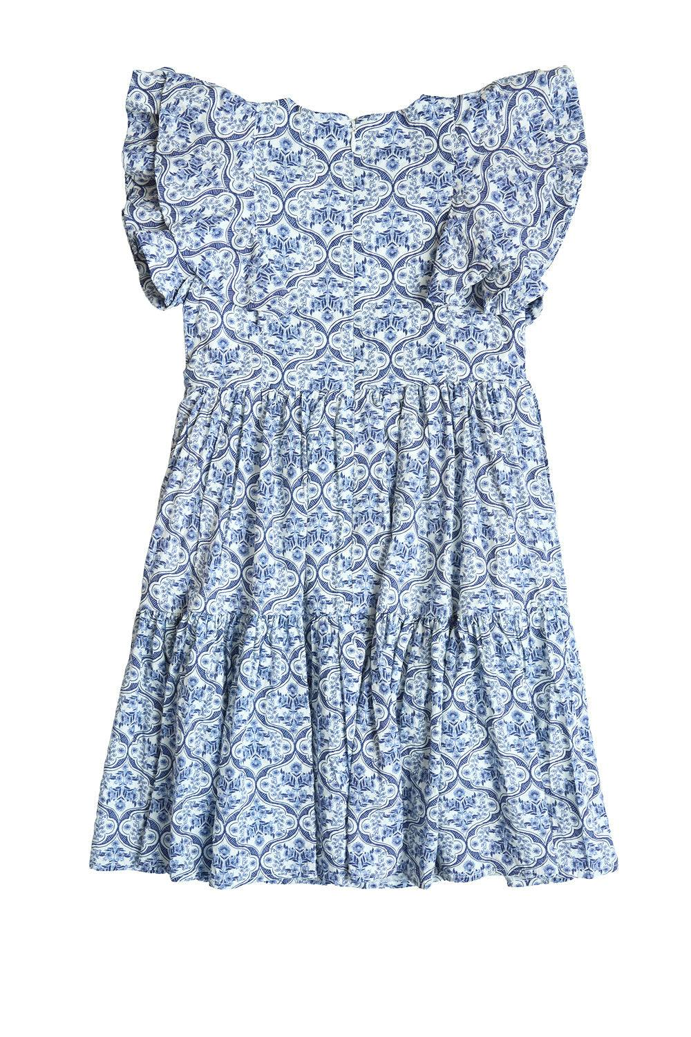 Mini Trixie Dress in Blue Moroccan Tile