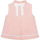 Organic Ruffle Neck Seersucker Top, Pink