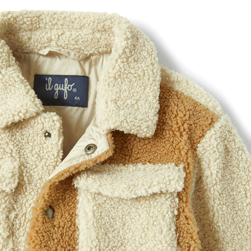 IL GUFO Colorblock Teddy Fleece Shirt Jacket