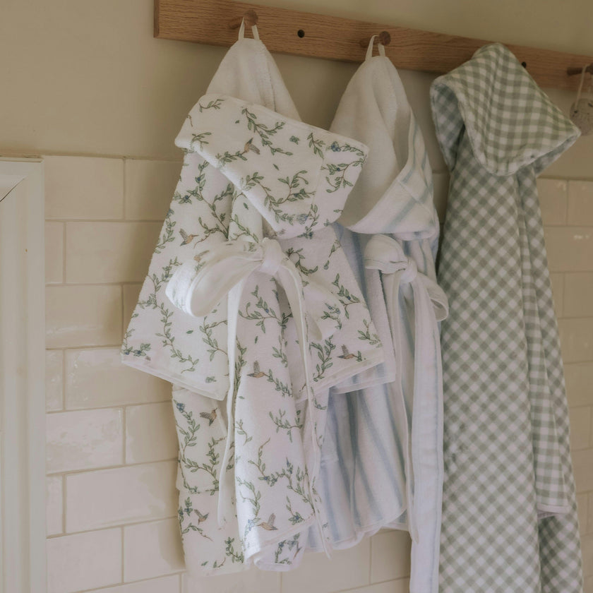 Picnic Gingham Children's Hooded Towel - Green