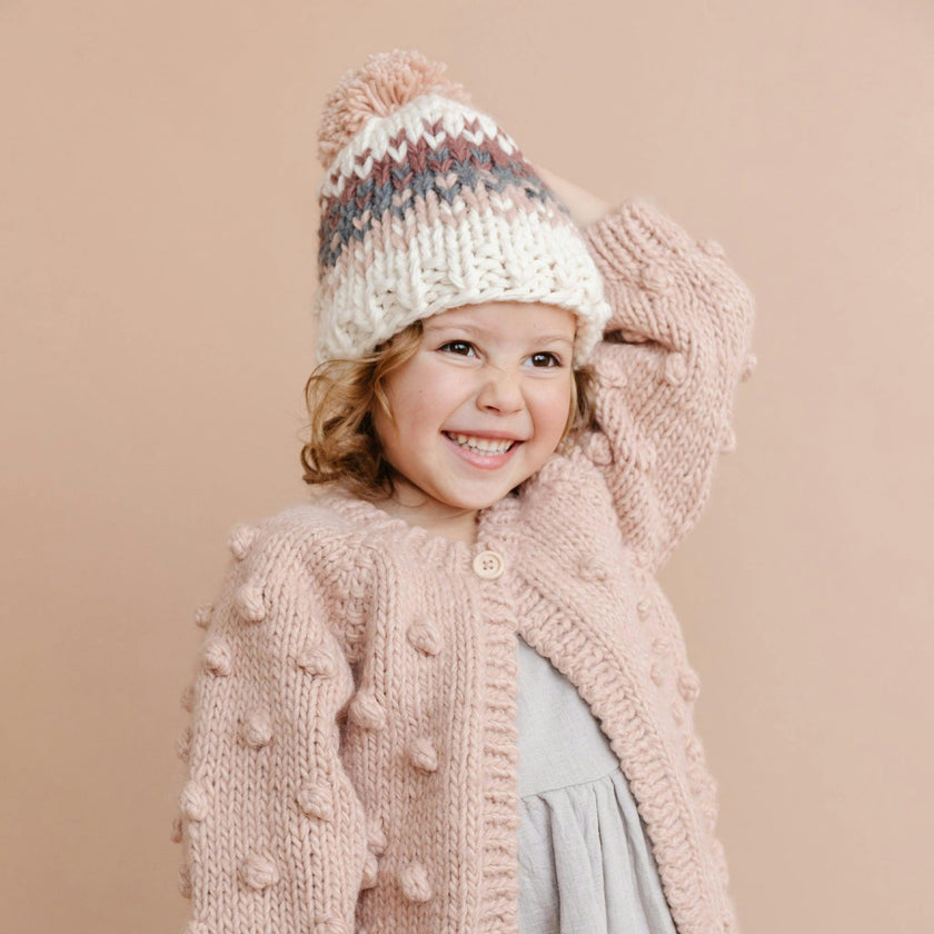 Popcorn Cardigan, Blush