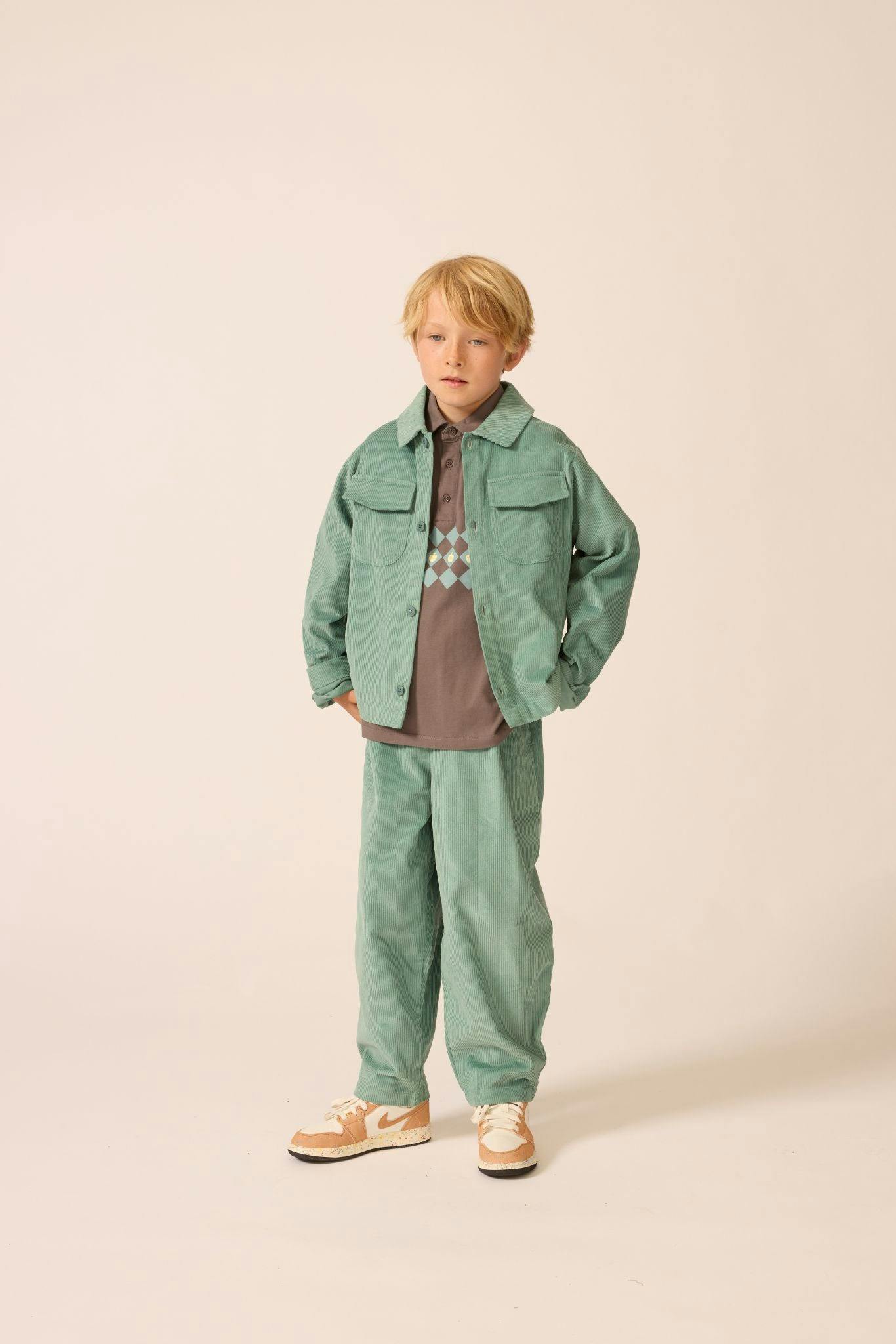 Corduroy Cropped Shacket in Teal Tambourine