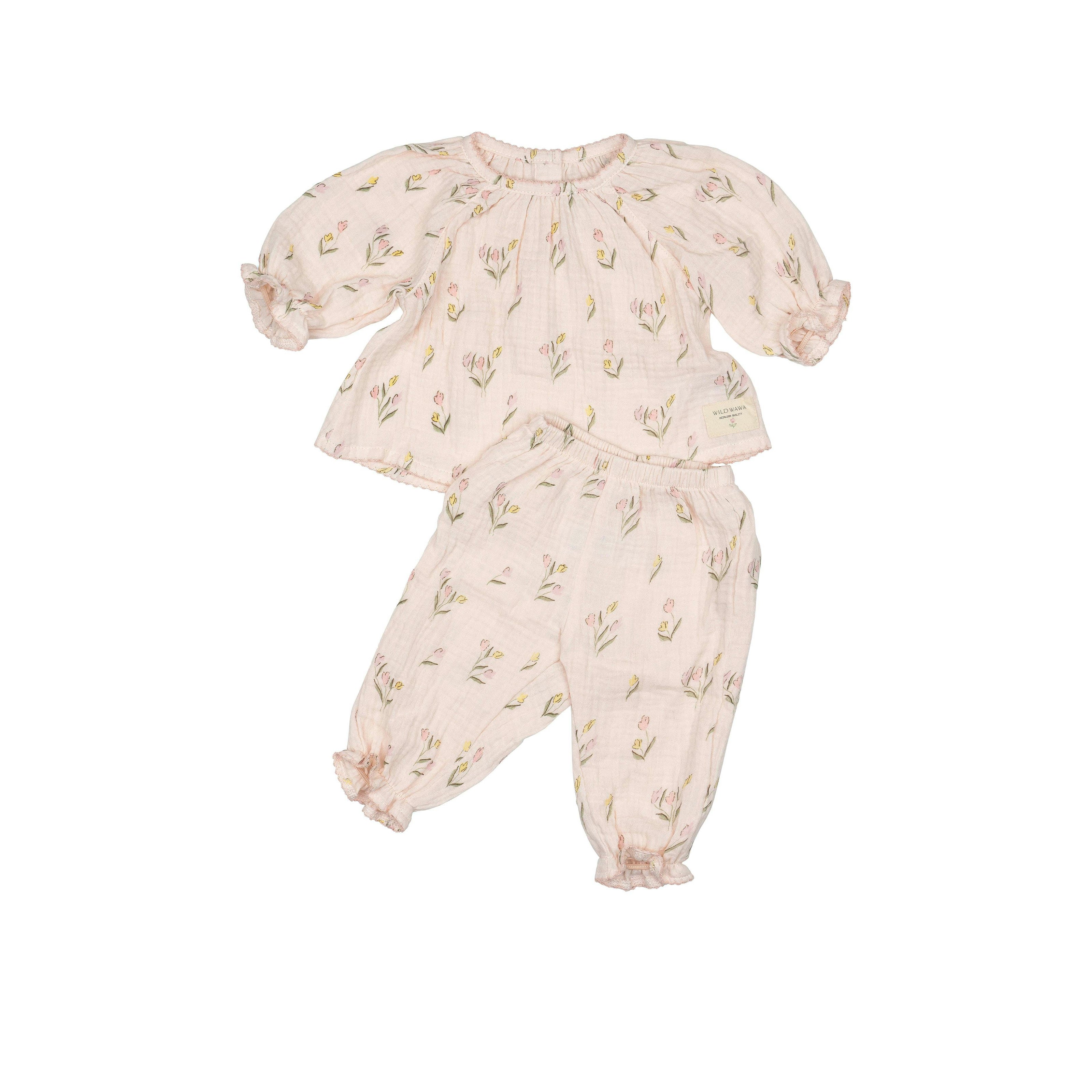 Gauze Two Piece Set in Tulips