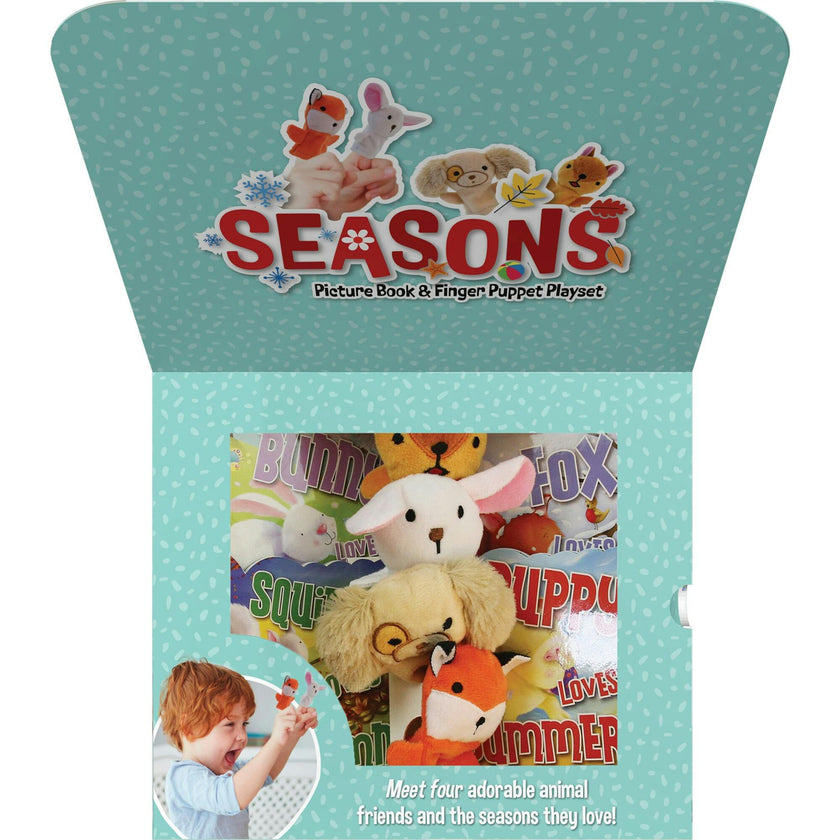 First Library: Four Seasons W/ 4 Die-Cut Board Books & Finger Puppets