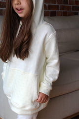 Girl Cream Long Hooded Pocket Jersey 100% Cotton