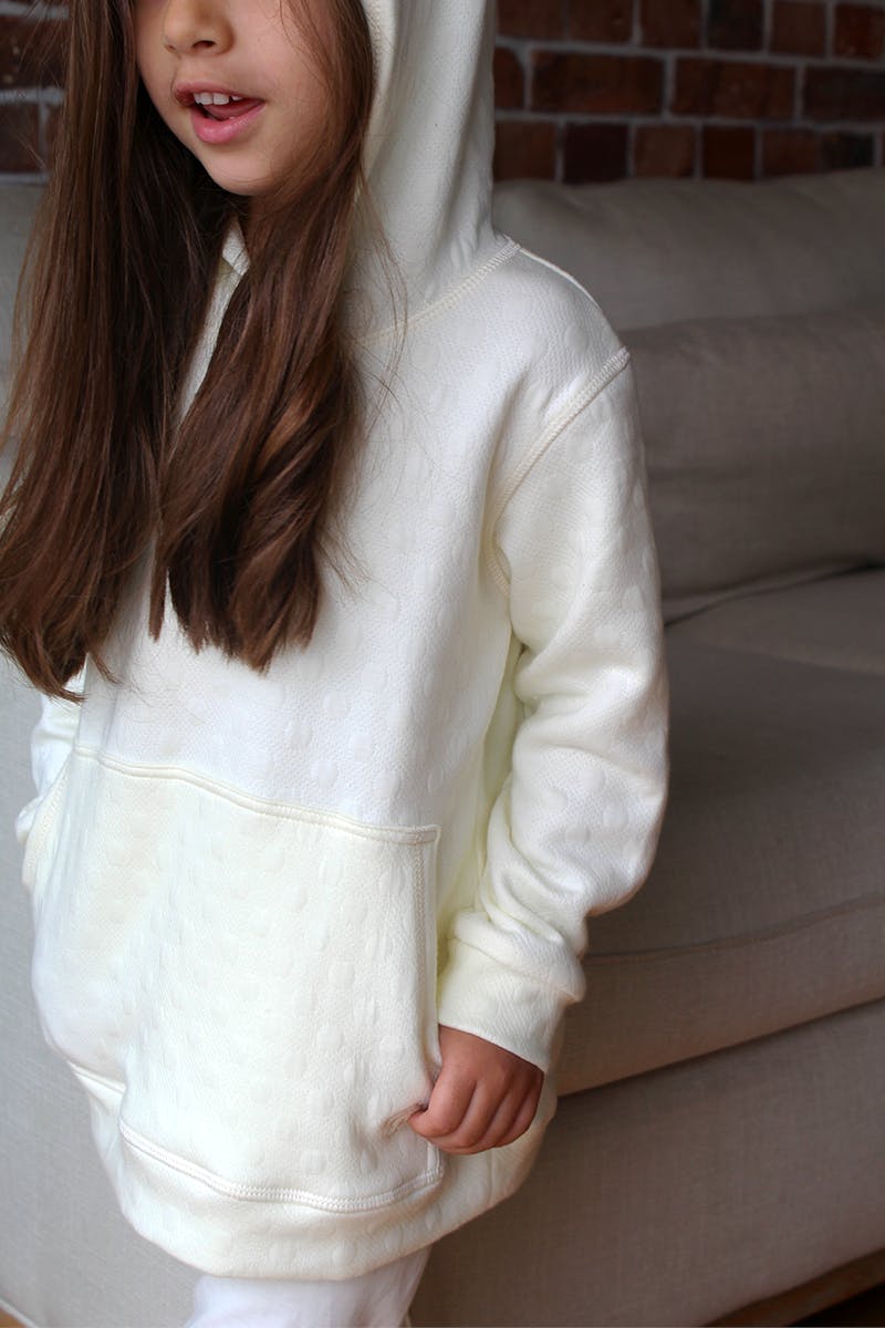 Girl Cream Long Hooded Pocket Jersey 100% Cotton