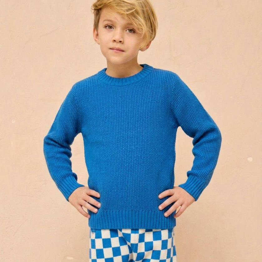 Moss Stitch Jumper | Cobalt Blue