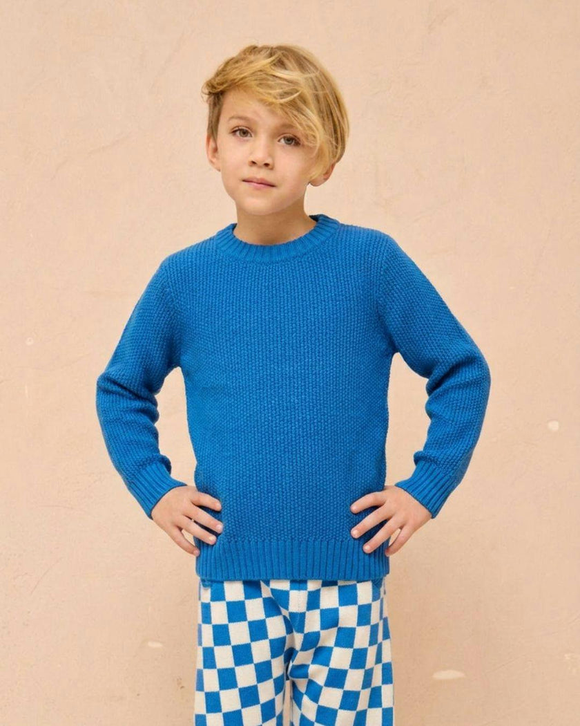 Moss Stitch Jumper | Cobalt Blue