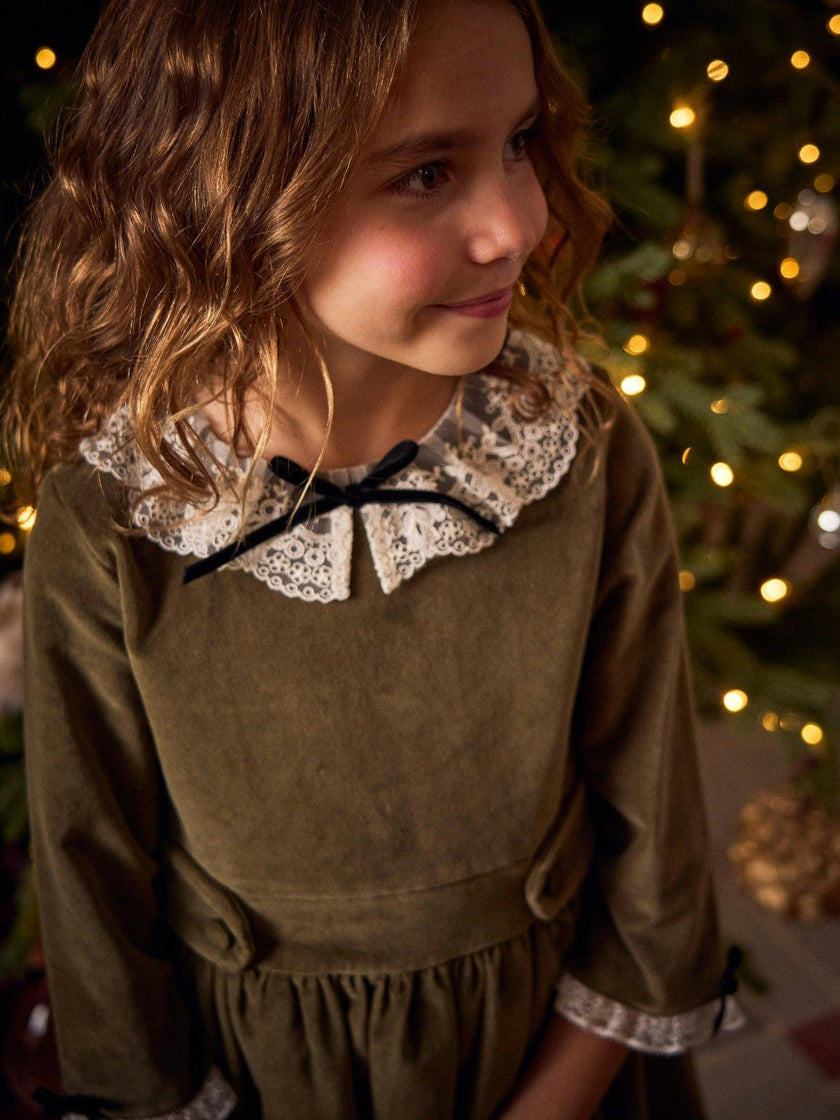 Olive Eva Velvet Girl Dress