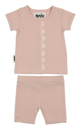 Floral Scalloped Front Top & Short Set