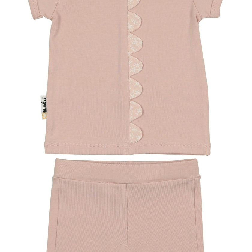 Floral Scalloped Front Top & Short Set