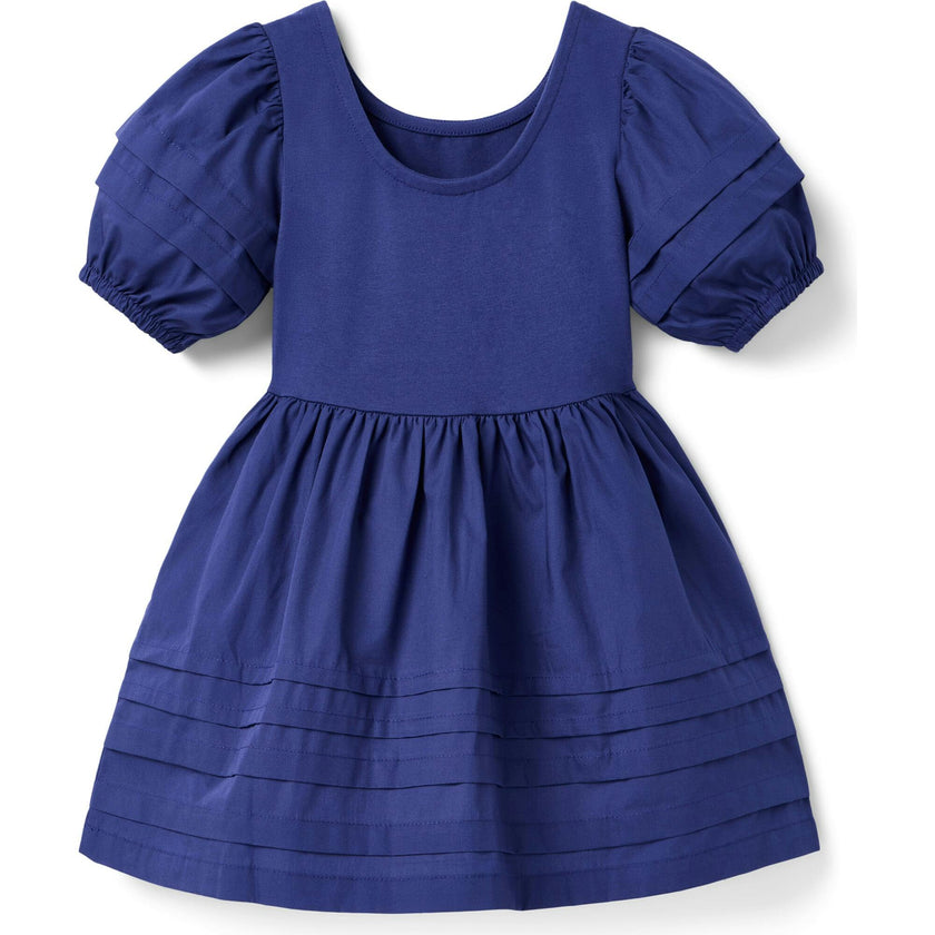 Pintuck Puff Sleeve Dress