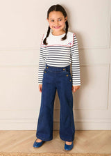Scallop Detail Wide Leg Jeans in Blue Denim (2-12yrs)