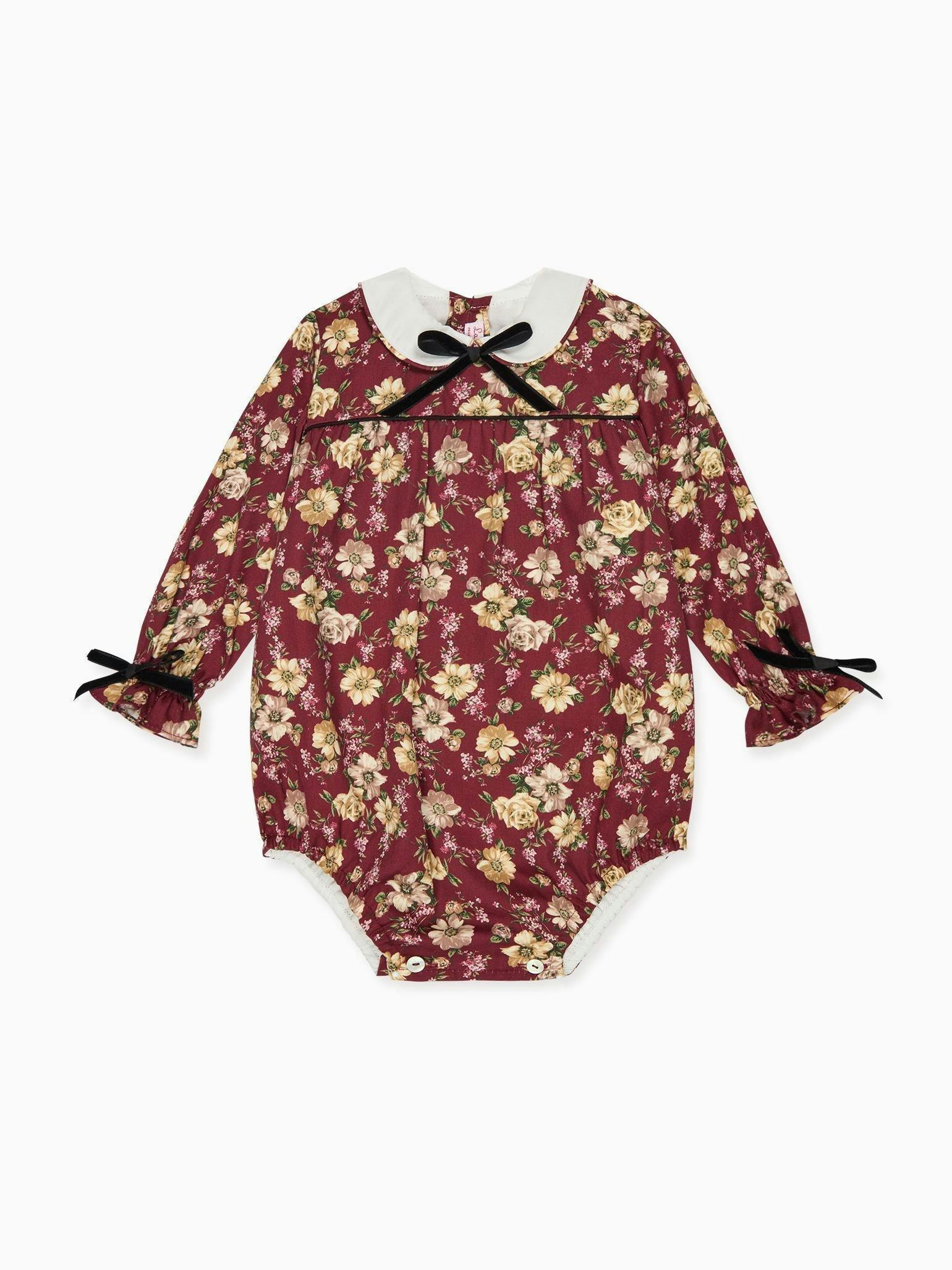 Burgundy Floral Senna Baby Girl Romper