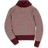 Organic Tweed Stitch Turtleneck Sweater, Red