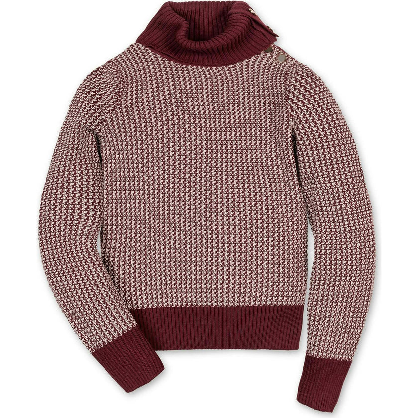 Organic Tweed Stitch Turtleneck Sweater, Red