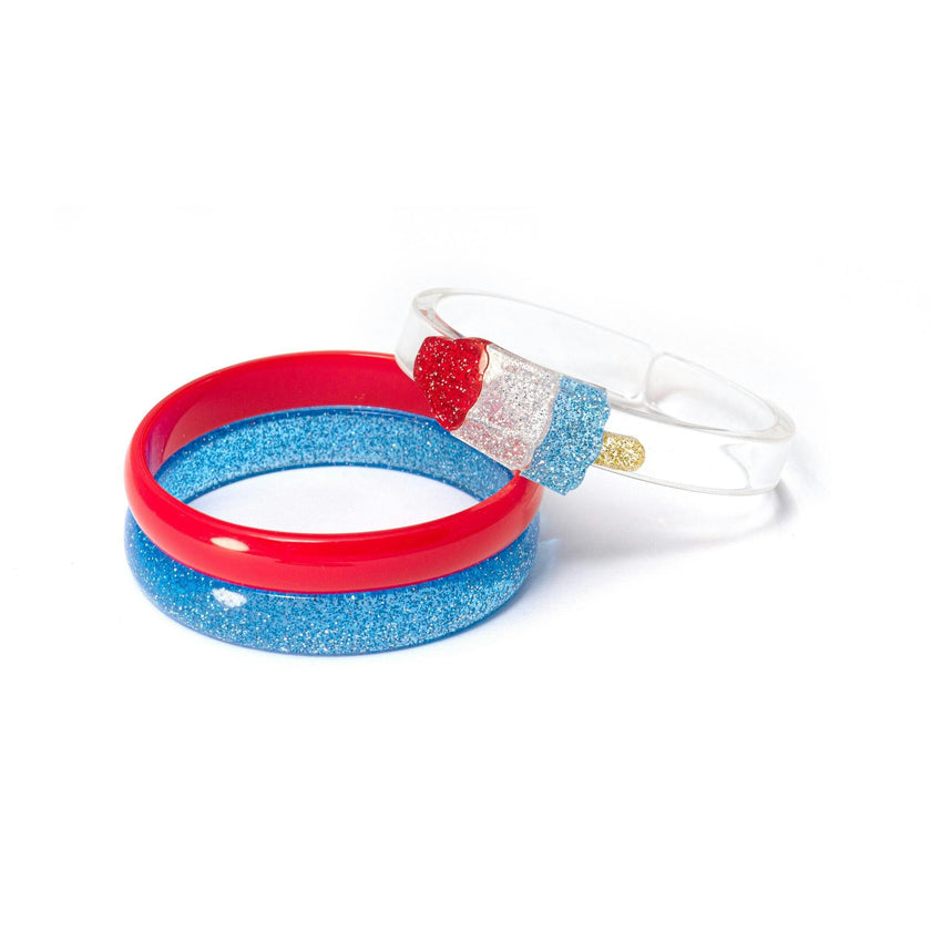 Popsicle Rocket Glitter Red Blue Bangles