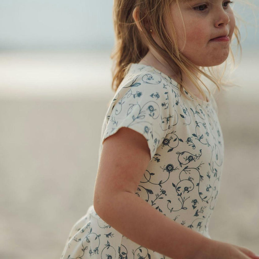 Sweetheart Twirl Dress | Organic Cotton Jersey - Scandi Floral