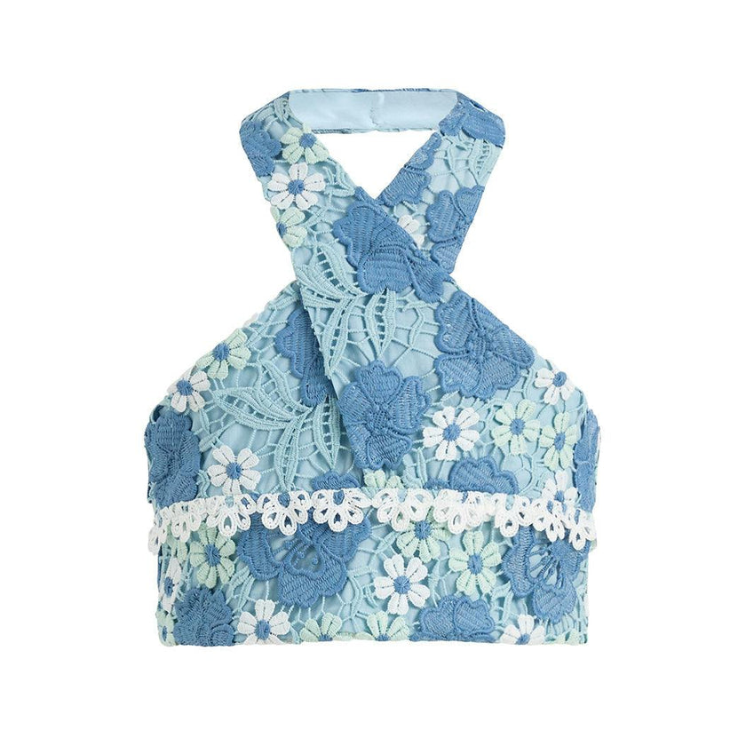 Jade Embroidered Halter Neck Top