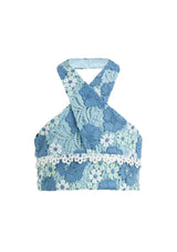 Jade Embroidered Halter Neck Top