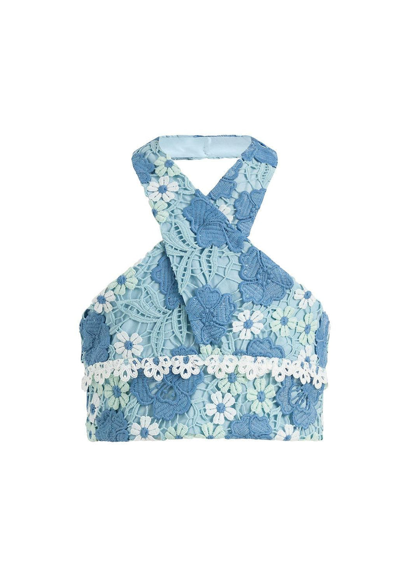 Jade Embroidered Halter Neck Top