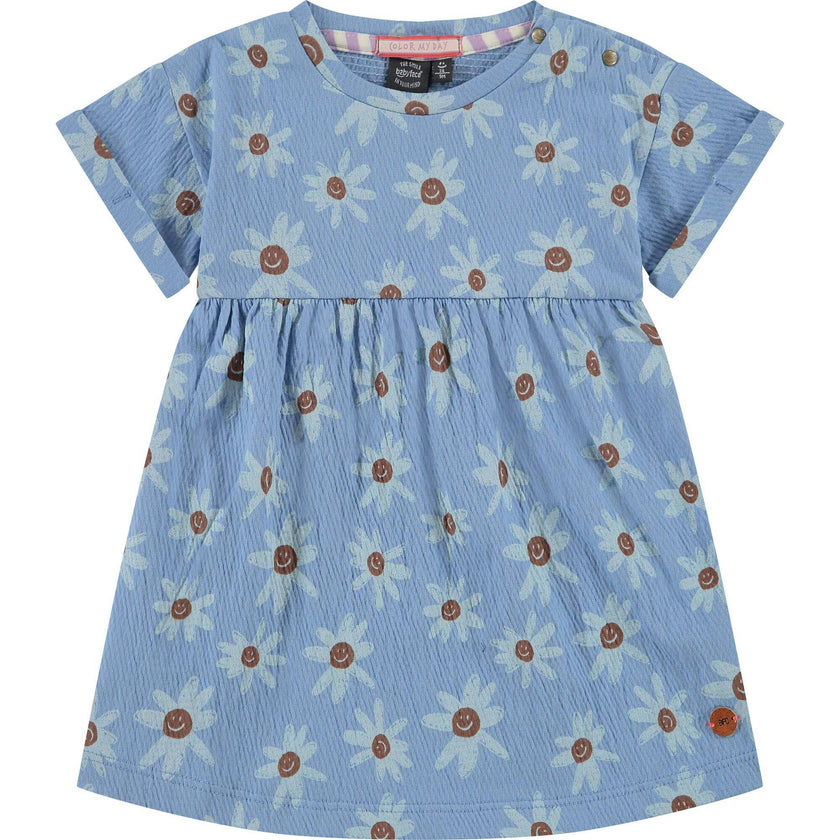 Smiling Daisy Print Short Sleeve Dress