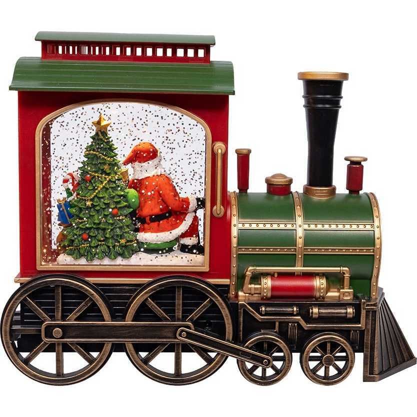 7.625-Inch Battery Operated LED Lighted Santa Train With Spinning Glitter Water