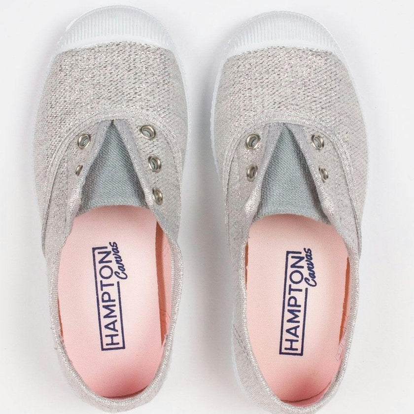 Hampton Canvas Plum Print Plimsolls in Silver