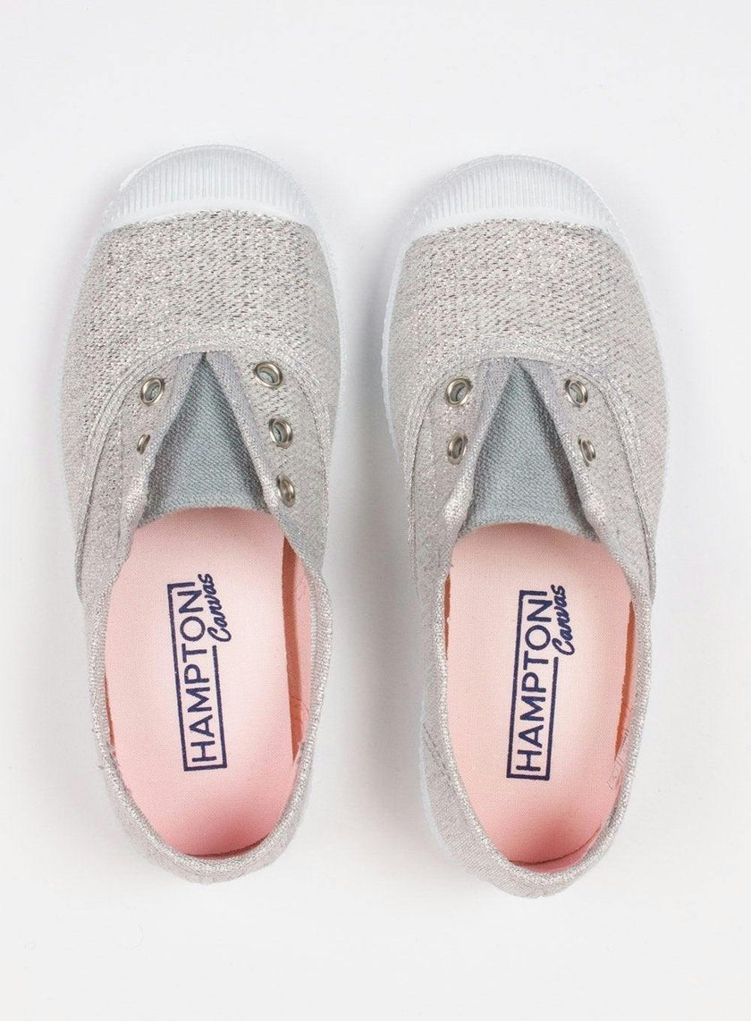 Hampton Canvas Plum Print Plimsolls in Silver
