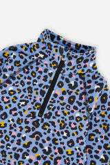 Two Piece Thermal Underwear Blue Leopard Print