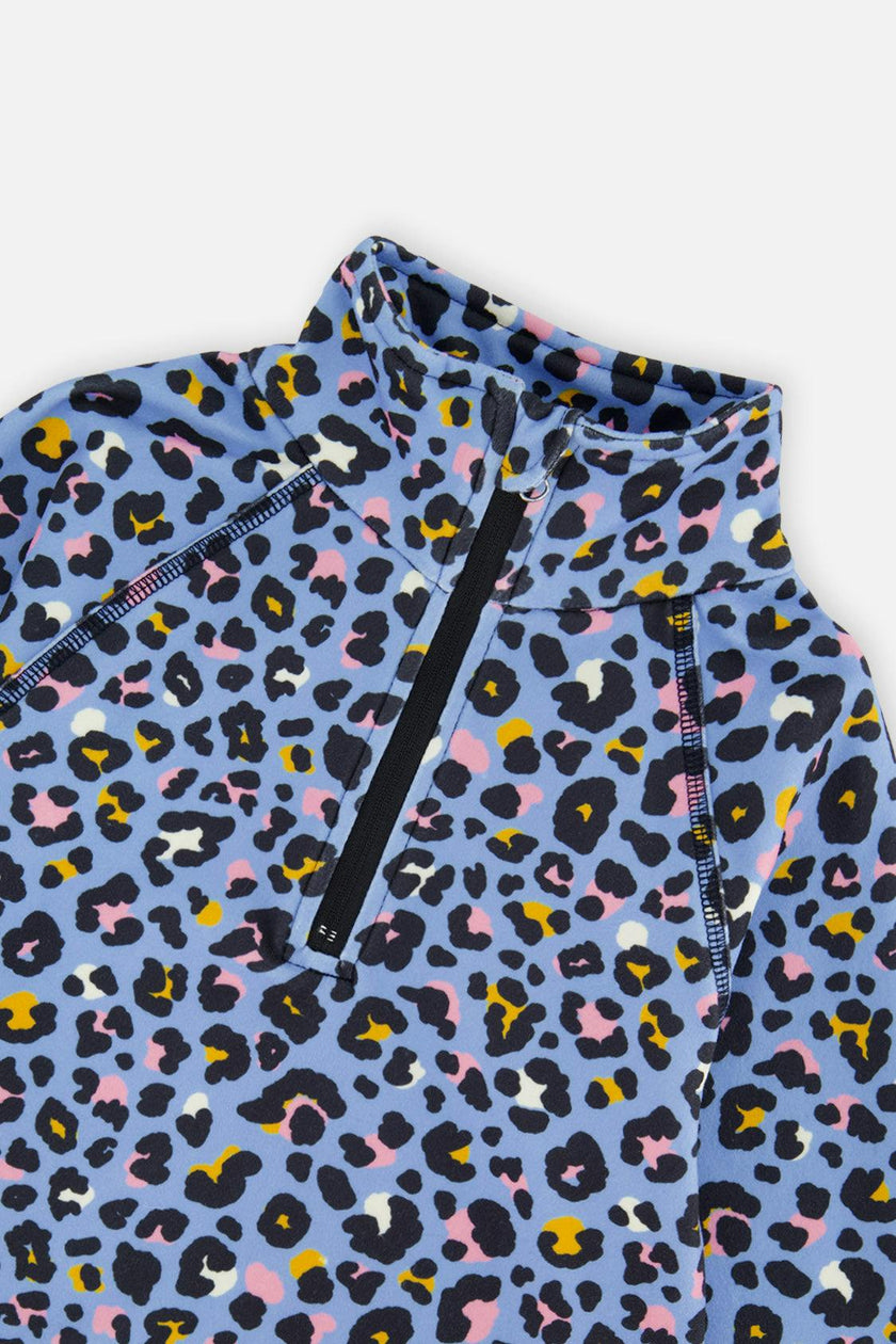 Two Piece Thermal Underwear Blue Leopard Print
