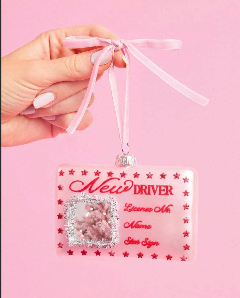 New Driver Ornament - glass license ornament