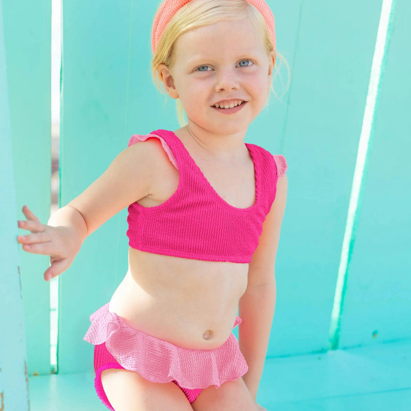 Daisy Toddler Crinkle Ruffle Bikini - Fuchsia