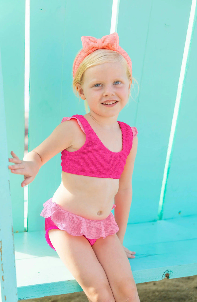 Daisy Toddler Crinkle Ruffle Bikini - Fuchsia